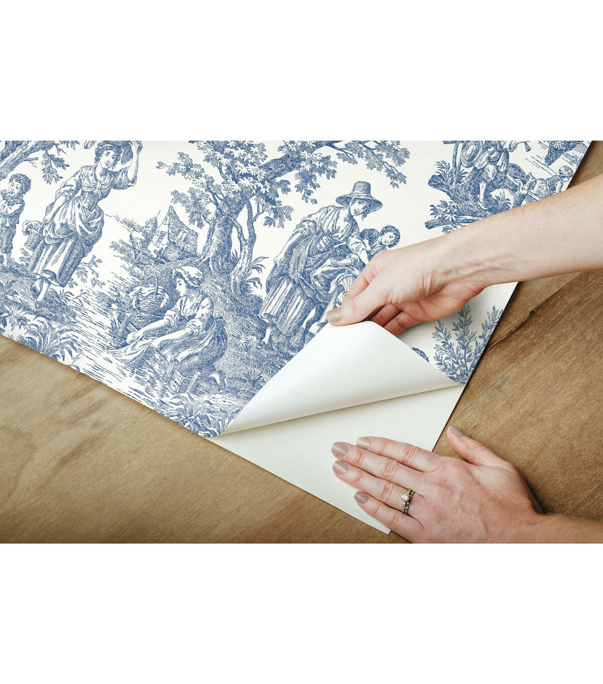 RoomMates 20.5" X 16.5' Blue Country Life Toile Peel & Stick Wallpaper