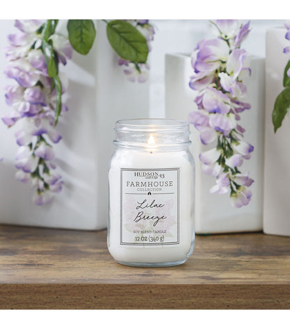 12oz Lilac Breeze Scented Mason Jar Candle by Hudson 43