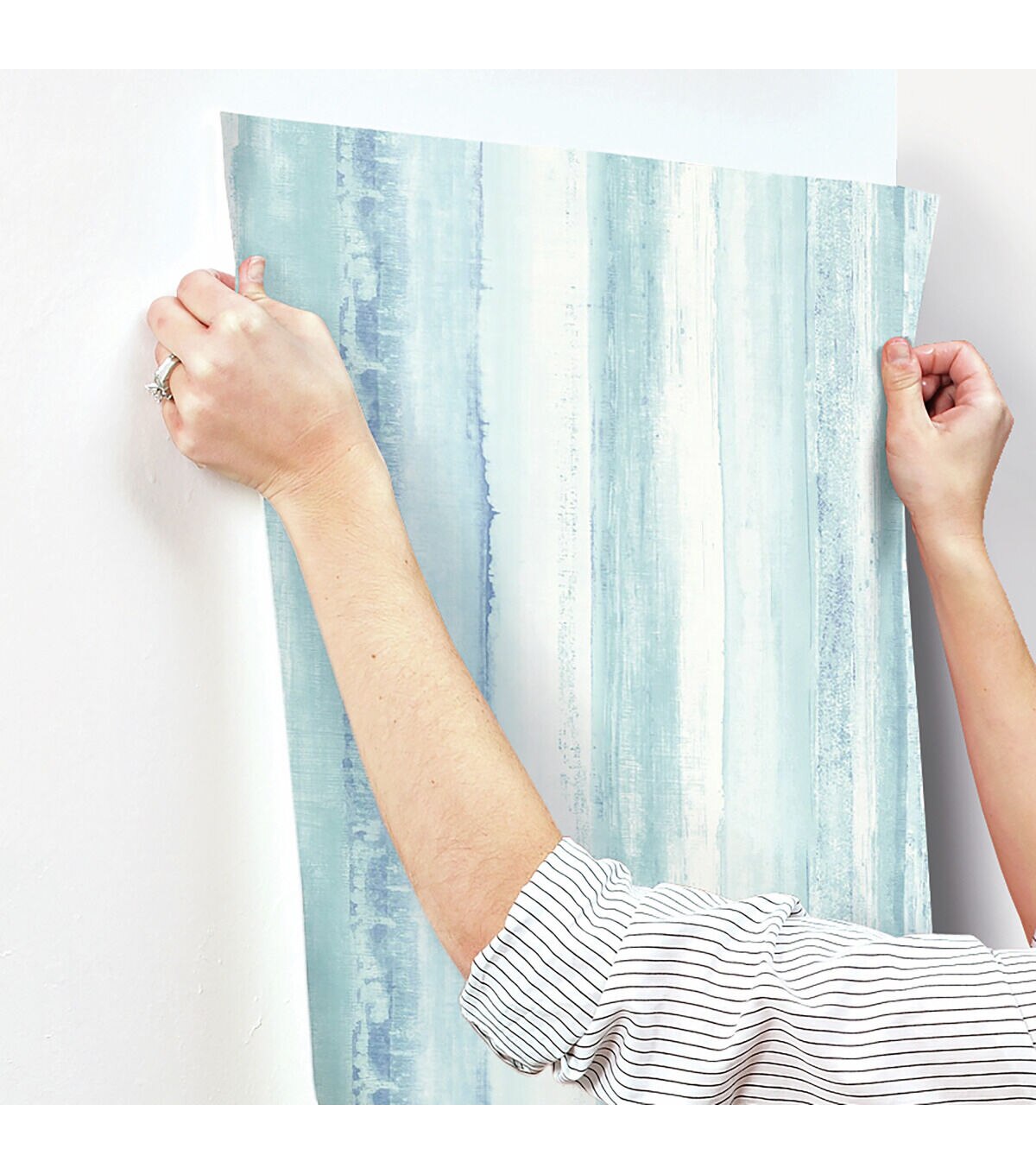 RoomMates Wallpaper Blue Watercolor Stripe