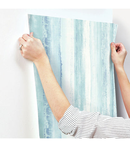 RoomMates Wallpaper Blue Watercolor Stripe