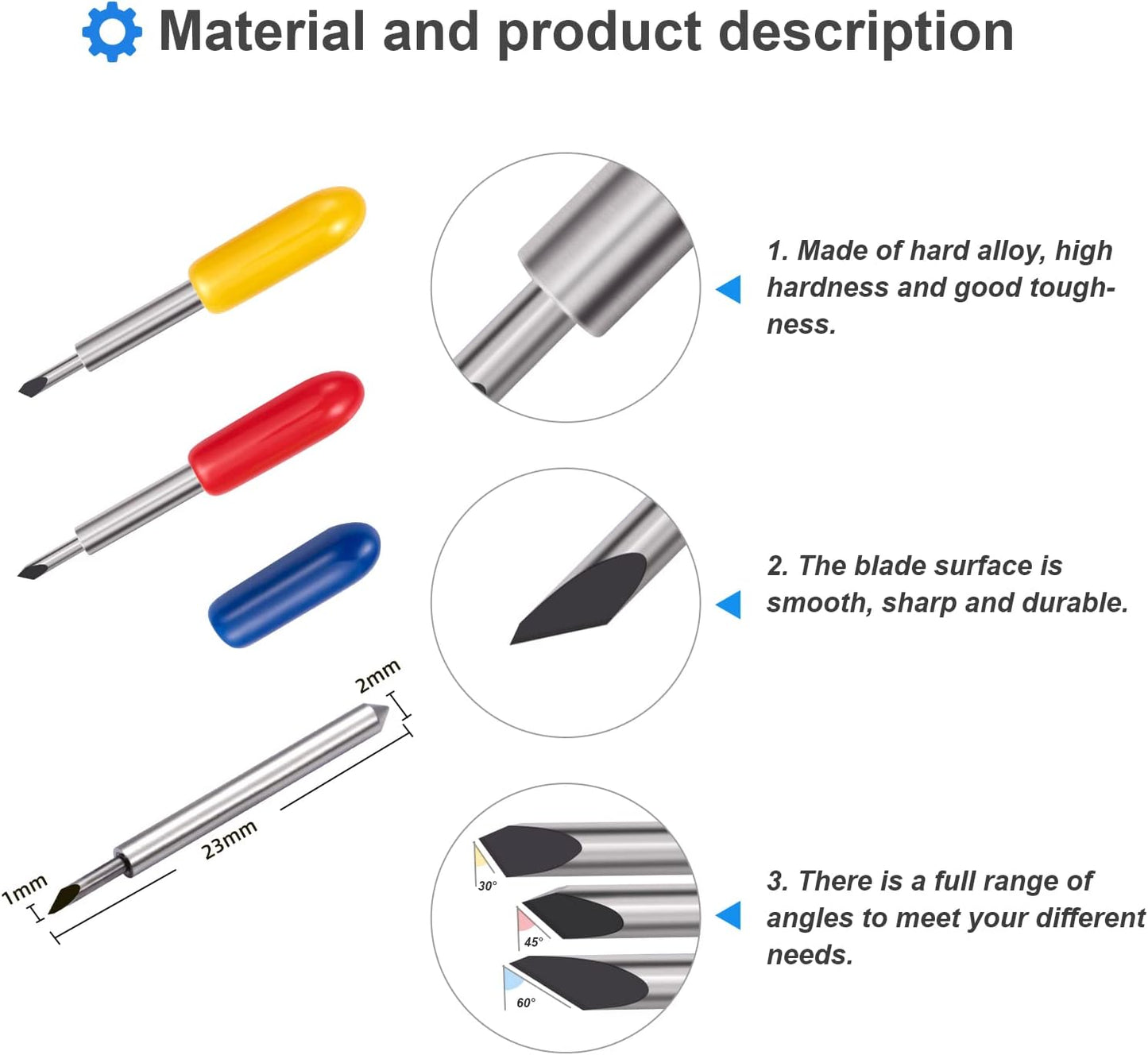 STREWEEK 50PCS Cutting Blades compatible for Cricut Explore Air/Air 2/Air 3/Maker 3, Fine Point Blades Consist of 10PCS 30°Shallow Cutting Blades,30PCS 45° Standard Blades and 10PCS 60° Deep Blades