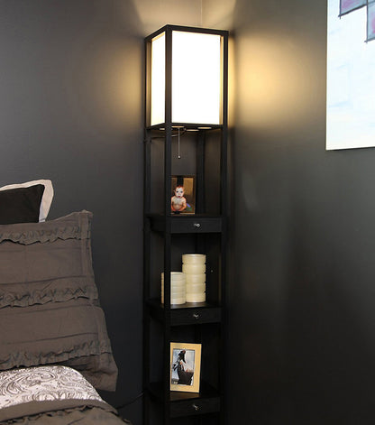 Brightech Maxwell LED Floor Lamp with Drawers - Black