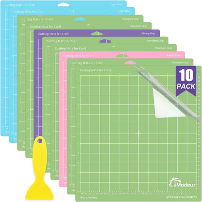 IModeur 10 Pack Cutting Mats - 12"x12" for Cricut Accessories - Explore Air 2/ Maker 2/3