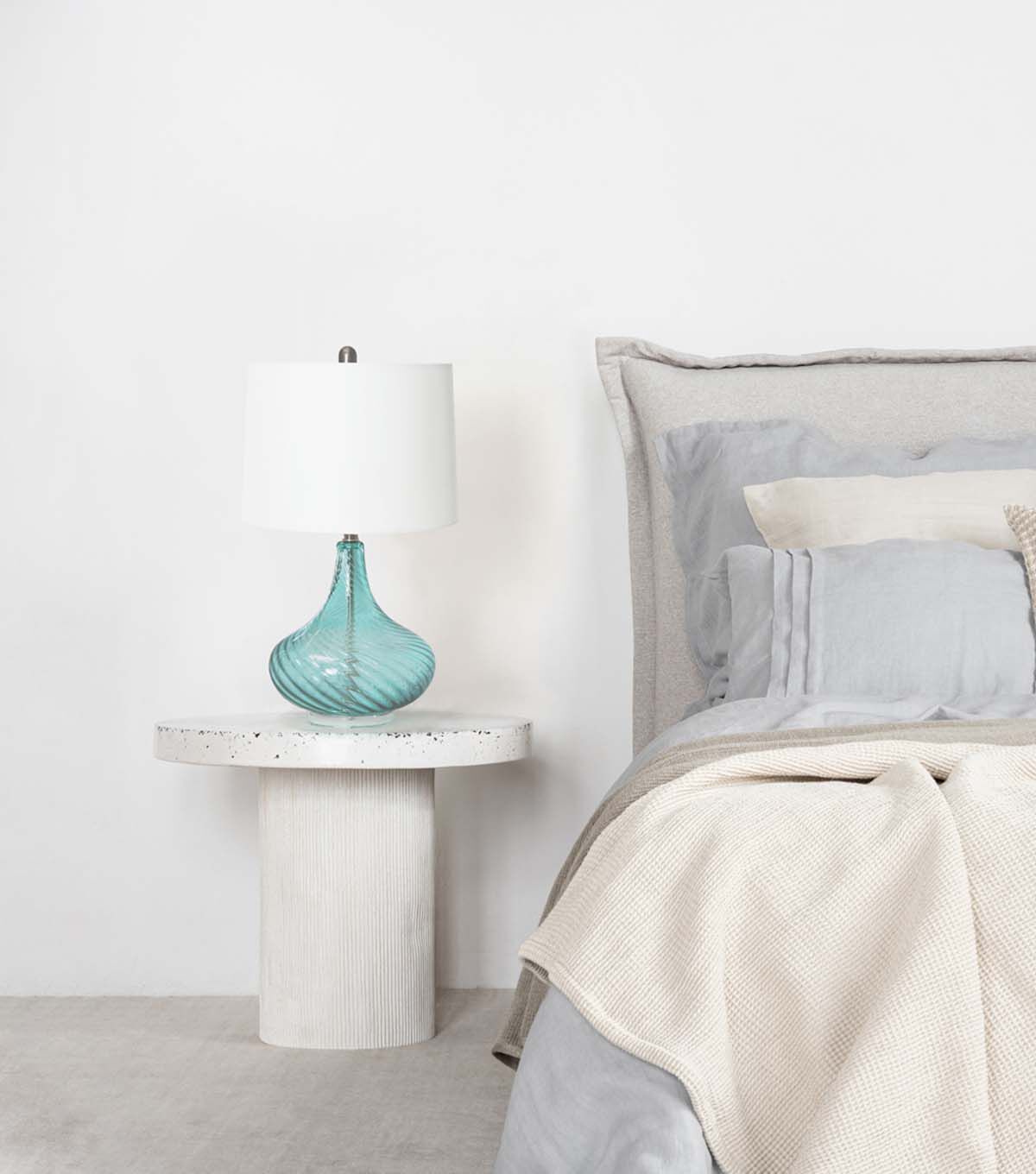 All The Rages 24" Wavy Glass Table Lamp With Linen Shade