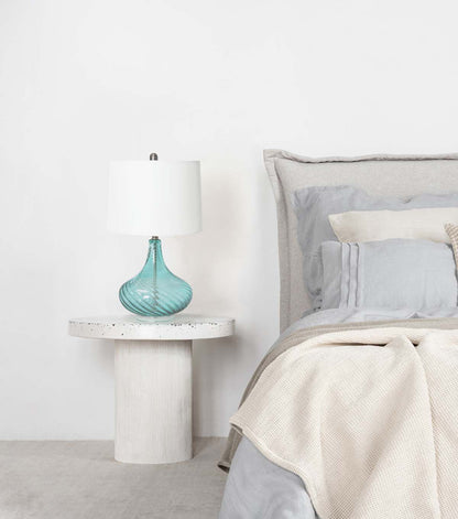 All The Rages 24" Wavy Glass Table Lamp With Linen Shade