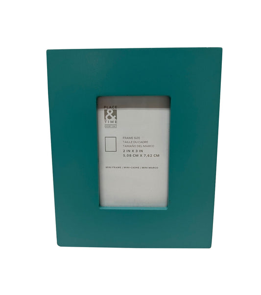 2" x 3" Teal Wood Tabletop Picture Frame by Place & Time