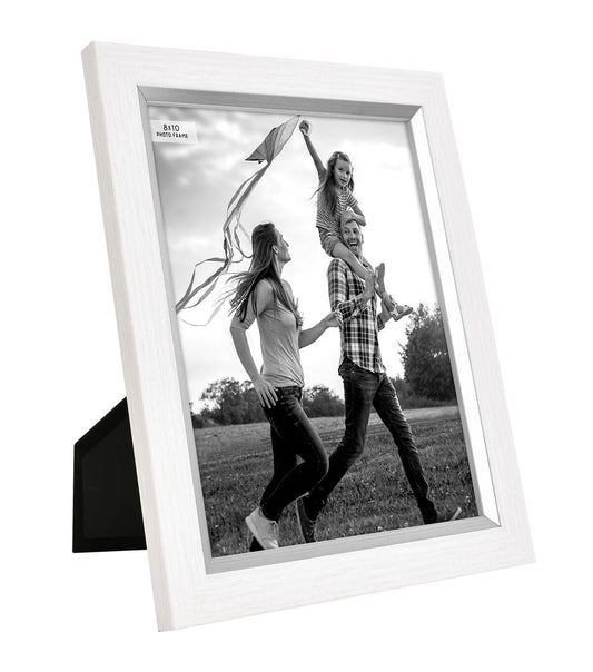 MCS 8" x 10" White & Silver Plastic Tabletop Picture Frame