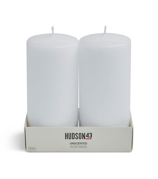 3" x 6" White Unscented Pillar Candles 2pk by Hudson 43