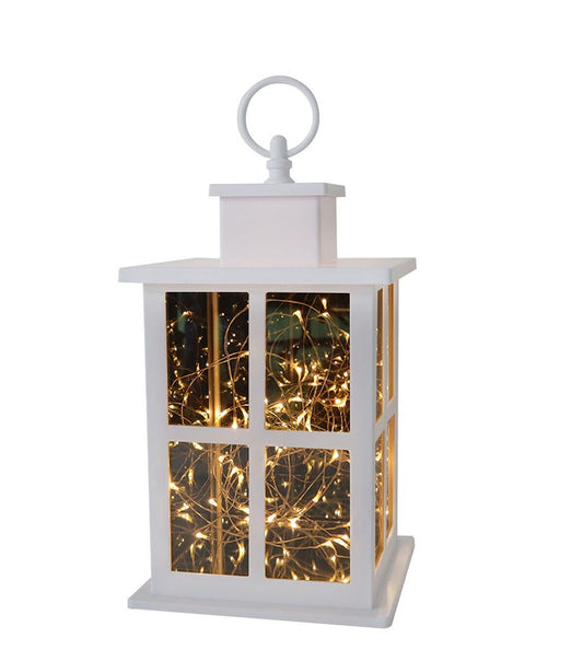 10" White LED Rustic Lantern by Place & Time