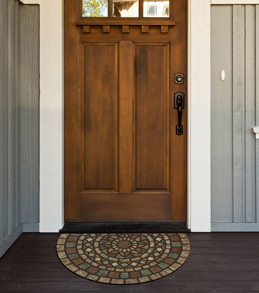 Mosaic Mythos Stone Doormat Multi 1'11" x 2'11"