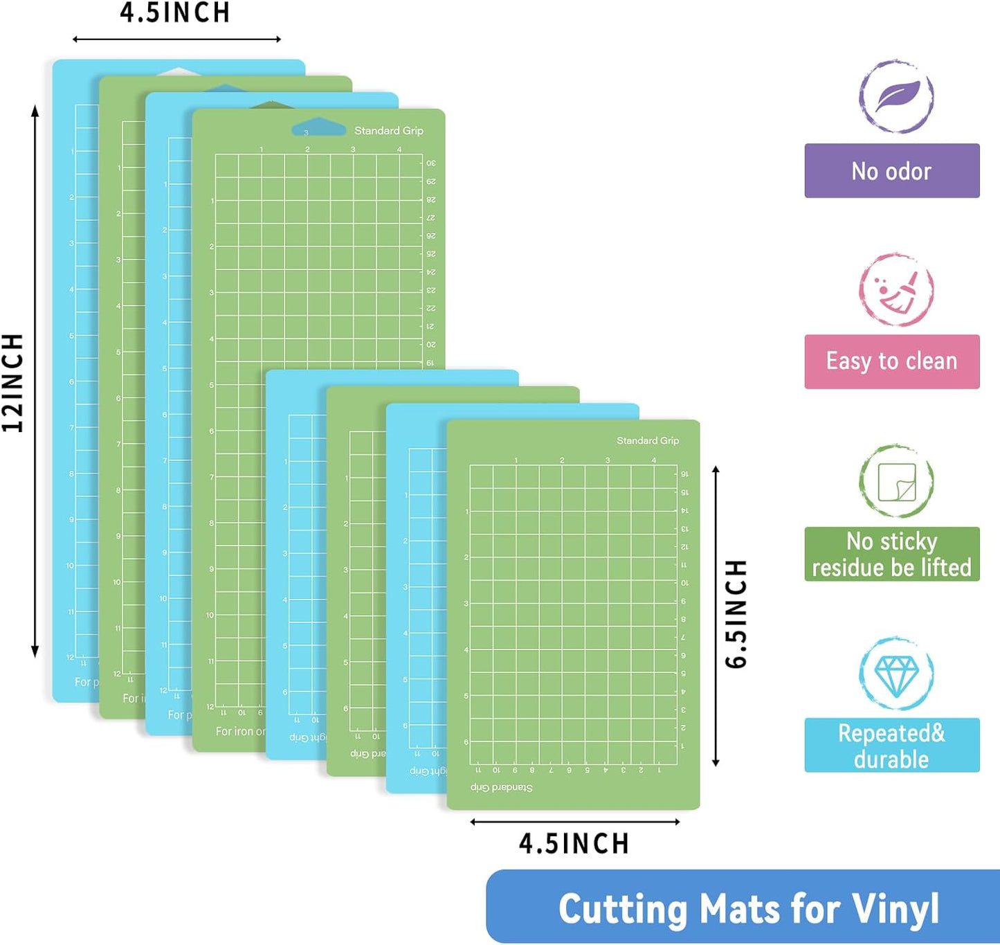 IModeur 10 Pack Cutting Mats - 12"x12" for Cricut Accessories - Explore Air 2/ Maker 2/3