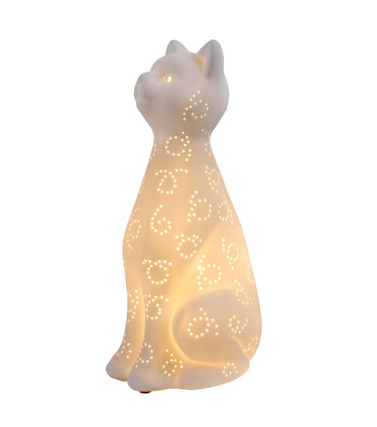 All The Rages Porcelain Kitty Cat Shaped Animal Light Table Lamp