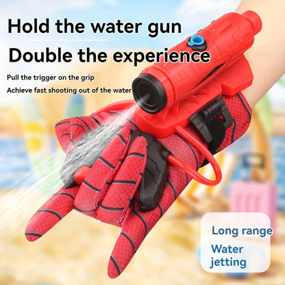 Arme à eau Spider Kid - Design de toile rouge et noire, action à pompe manuelle, jeu en plein air pour les jeunes, parfait pour les vacances en plein air, jouet de jeu en plein air | Détail de toile | Arme à eau en plastique durable, arme à eau Spider