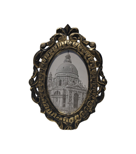4" x 6" Antique Gold Oval Tabletop Picture Frame by Place & Time