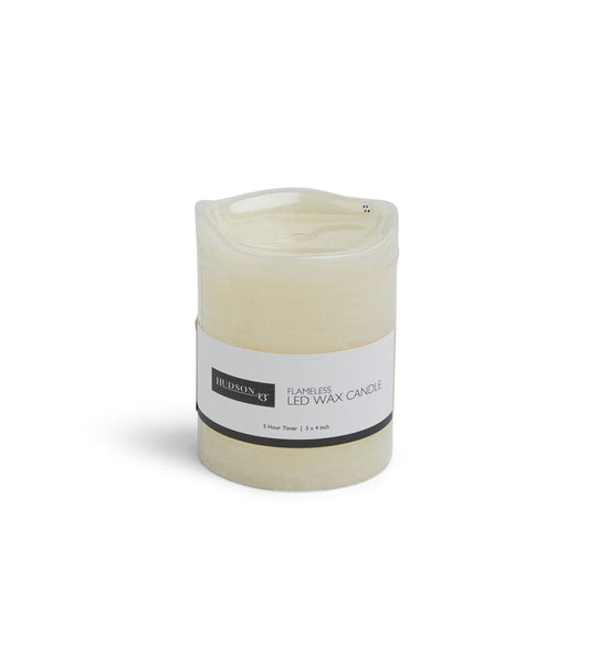 Flameless Vanilla Scented LED Rustic Pillar Candle 3''x4'' Cream