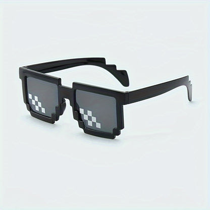 1 Paire de Lunettes Tendance pour Jeunes avec Design Pixelisé en Forme de Coche - Monture Carrée Noir\u002FBlanc, Accessoires Décoratifs Casuals pour Garçons & Filles 3-14 Ans, Fêtes, Accessoires Photo, Lunettes Durables pour Ados