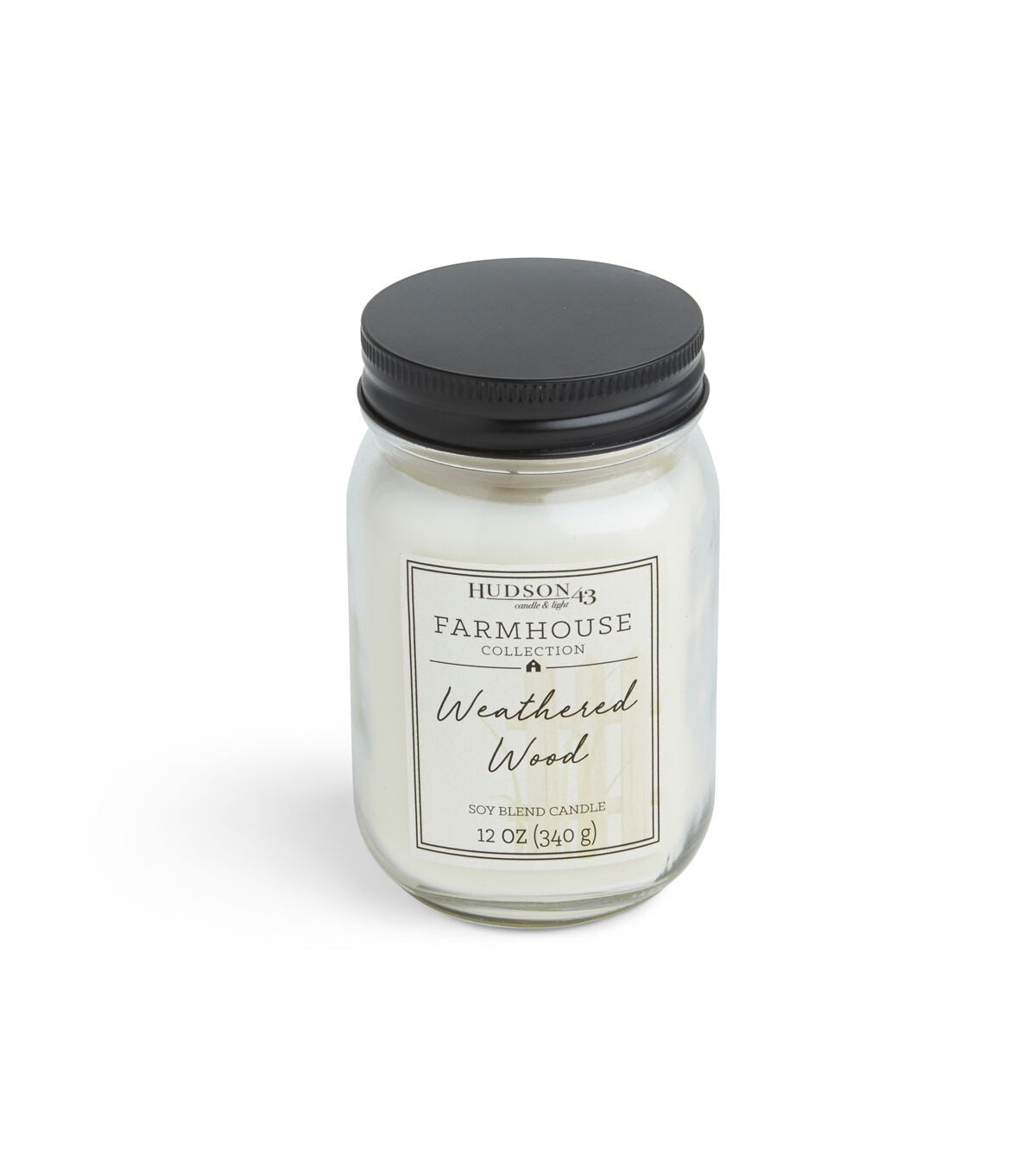 12oz Weathered Wood Scented Mason Jar Candle by Hudson 43