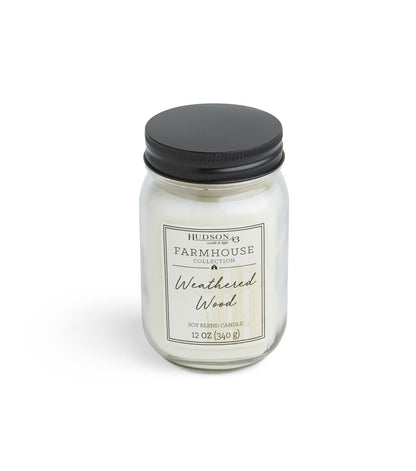 12oz Weathered Wood Scented Mason Jar Candle by Hudson 43