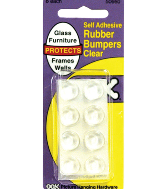 Ook 0.5" Clear Self Adhesive Rubber Bumpers 8pc