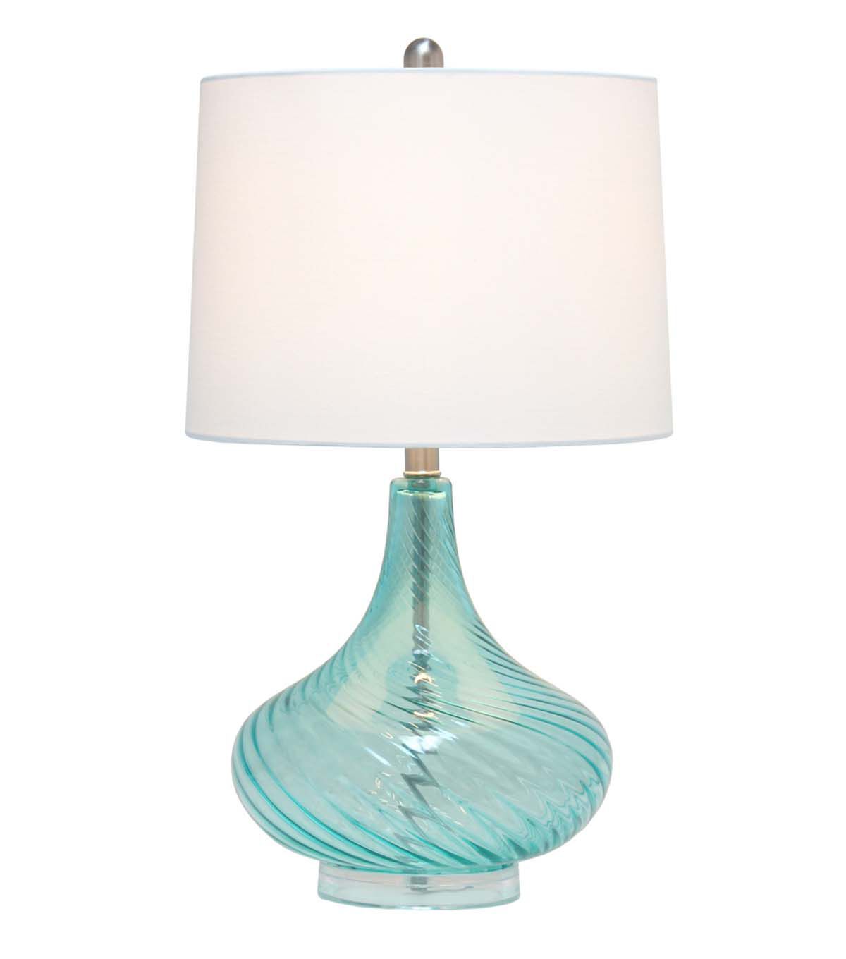 All The Rages 24" Wavy Glass Table Lamp With Linen Shade