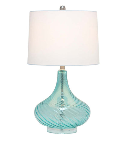 All The Rages 24" Wavy Glass Table Lamp With Linen Shade