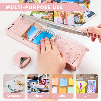 MAKEASY Paper Cutter 12 Inch, 8 Sheet Capacity, Heavy Duty Paper Cutter for Cardstock, Guillotine Paper Trimmer for Crafting, Classroom and Office