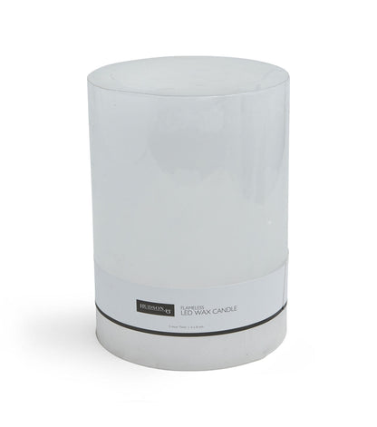 6" x 8" LED White Smooth Wax Pillar Candle by Hudson 43