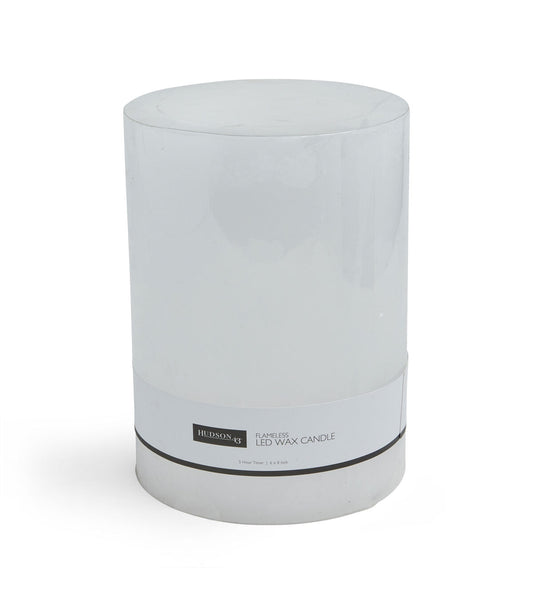 6" x 8" LED White Smooth Wax Pillar Candle by Hudson 43
