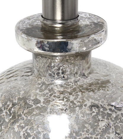All The Rages Mercury Glass Jar Table Lamp with White Linen Shade