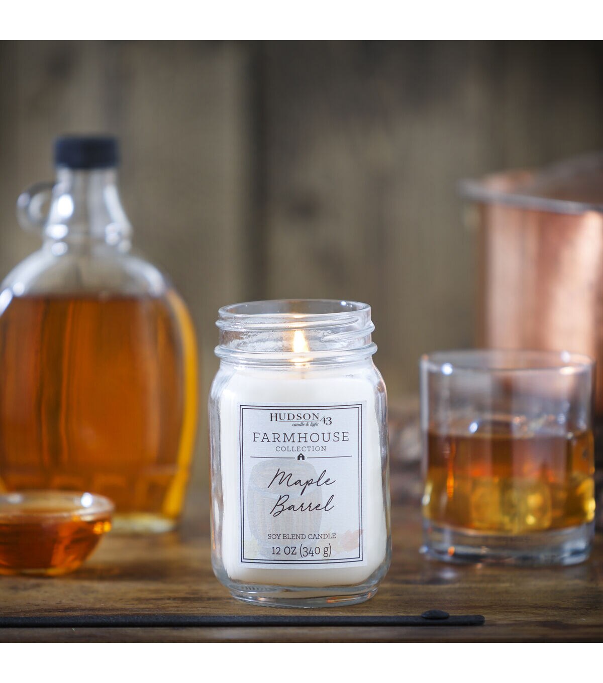 12oz Maple Barrel Scented Mason Jar Candle by Hudson 43