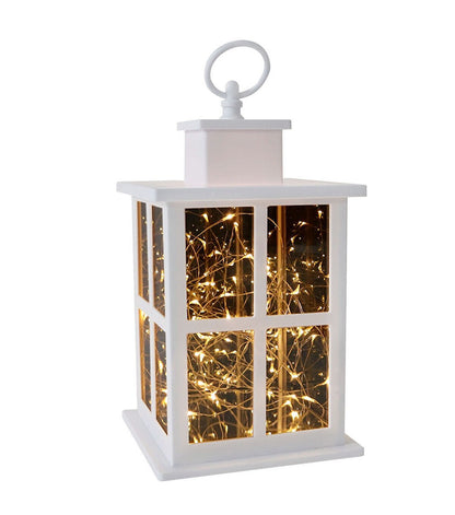 10" White LED Rustic Lantern by Place & Time