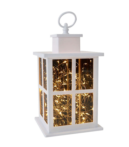 10" White LED Rustic Lantern by Place & Time