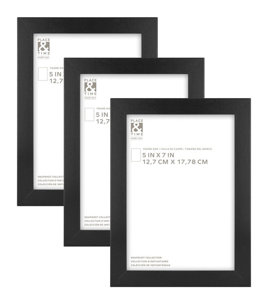 5" x 7" Snapshot Wood & Glass Wall Picture Frames 3pk by Place & Time