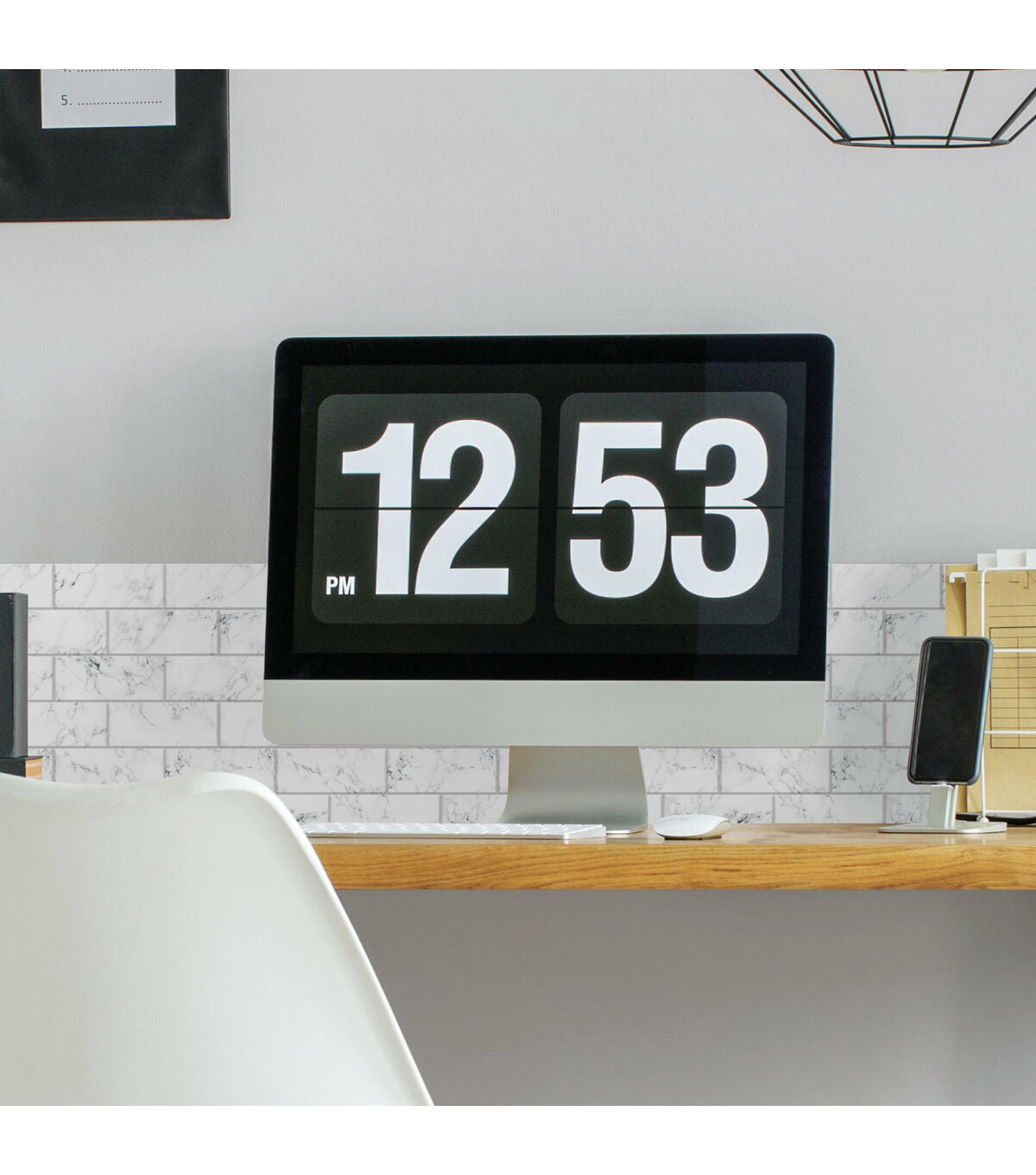 Carrara Marble Subway Peel & Stick Tile Backsplash
