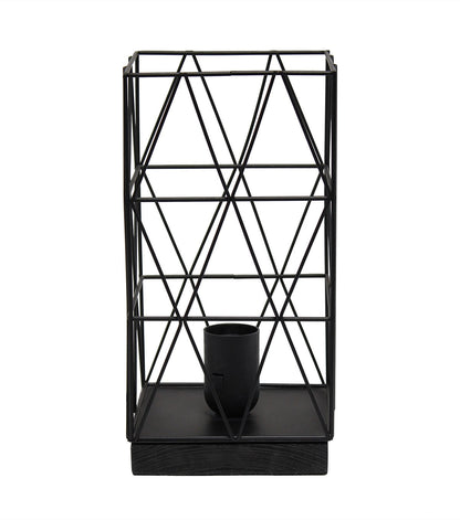 All The Rages Black Geometric Square Metal Table Lamp
