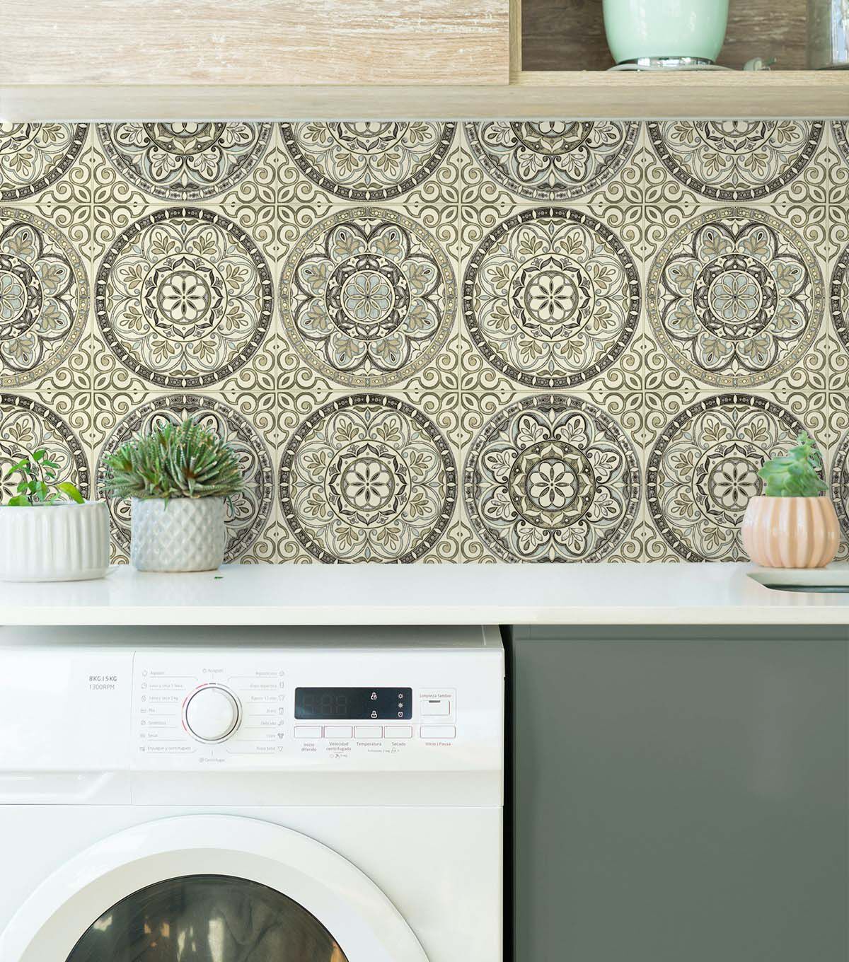 Surface Style 20.5' x 18' Silver Color Wheel Peel & Stick Wallpaper