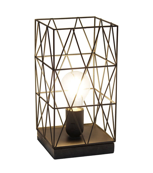 All The Rages Black Geometric Square Metal Table Lamp