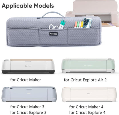 AMOIGEE Stretchy & Washable Dust Cover for Cricut Maker 4, Cricut Explore 4, Cricut Explore Air 2, Cricut Maker 3 – Die-Cut Machine Cover with Pockets for Cricut Accessories, Supplies & Tools