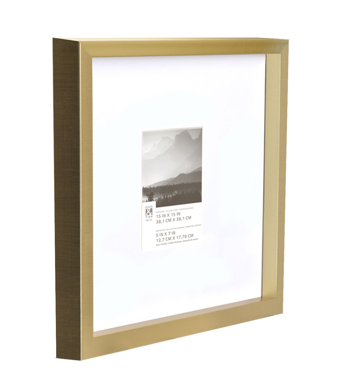 15" x 15" Matted to 5" x 7" Gold Wall Frame by Place & Time