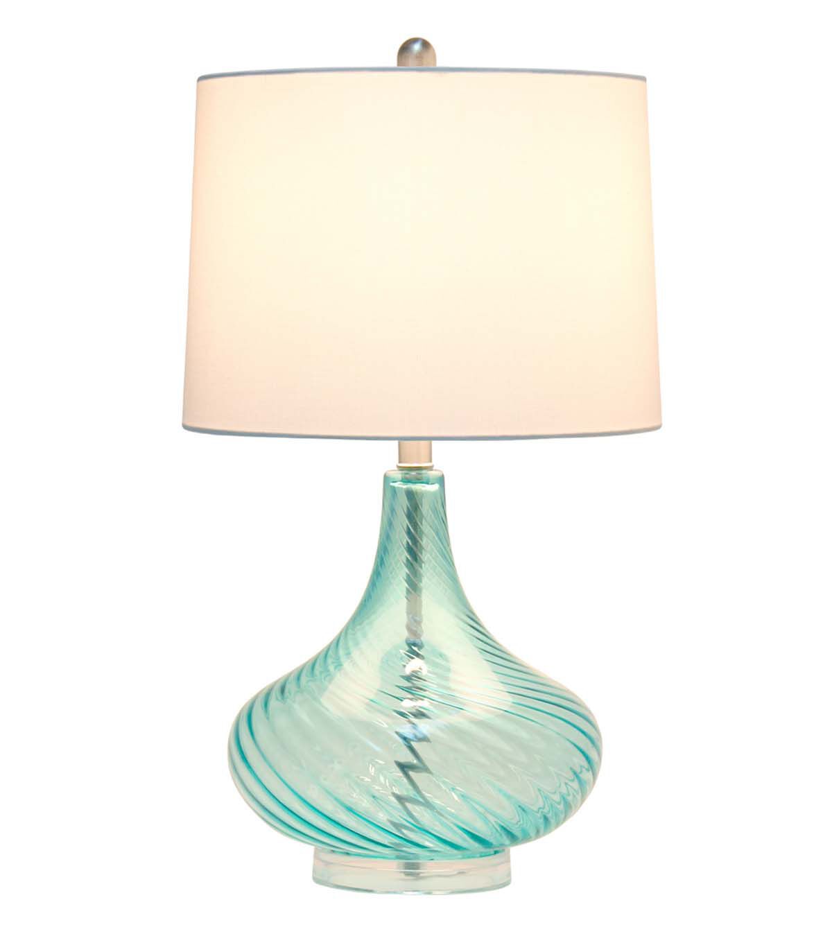 All The Rages 24" Wavy Glass Table Lamp With Linen Shade