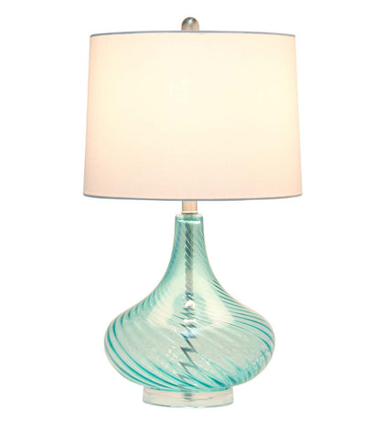 All The Rages 24" Wavy Glass Table Lamp With Linen Shade