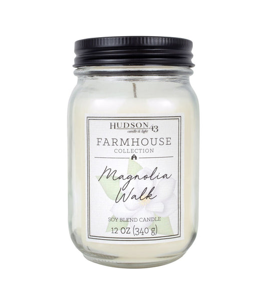 12oz Magnolia Walk Scented Mason Jar Candle by Hudson 43