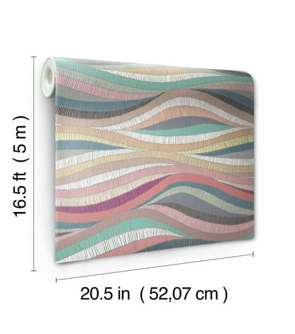 RoomMates 18" x 18' Multicolor Mosaic Waves Peel & Stick Wallpaper