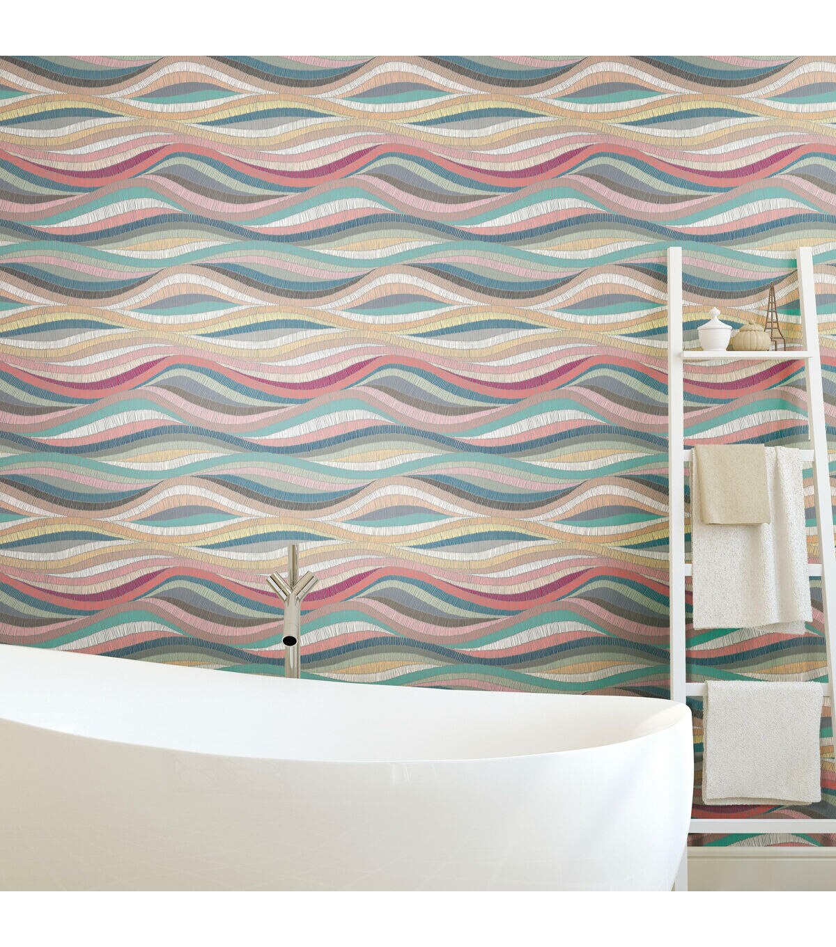 RoomMates 18" x 18' Multicolor Mosaic Waves Peel & Stick Wallpaper
