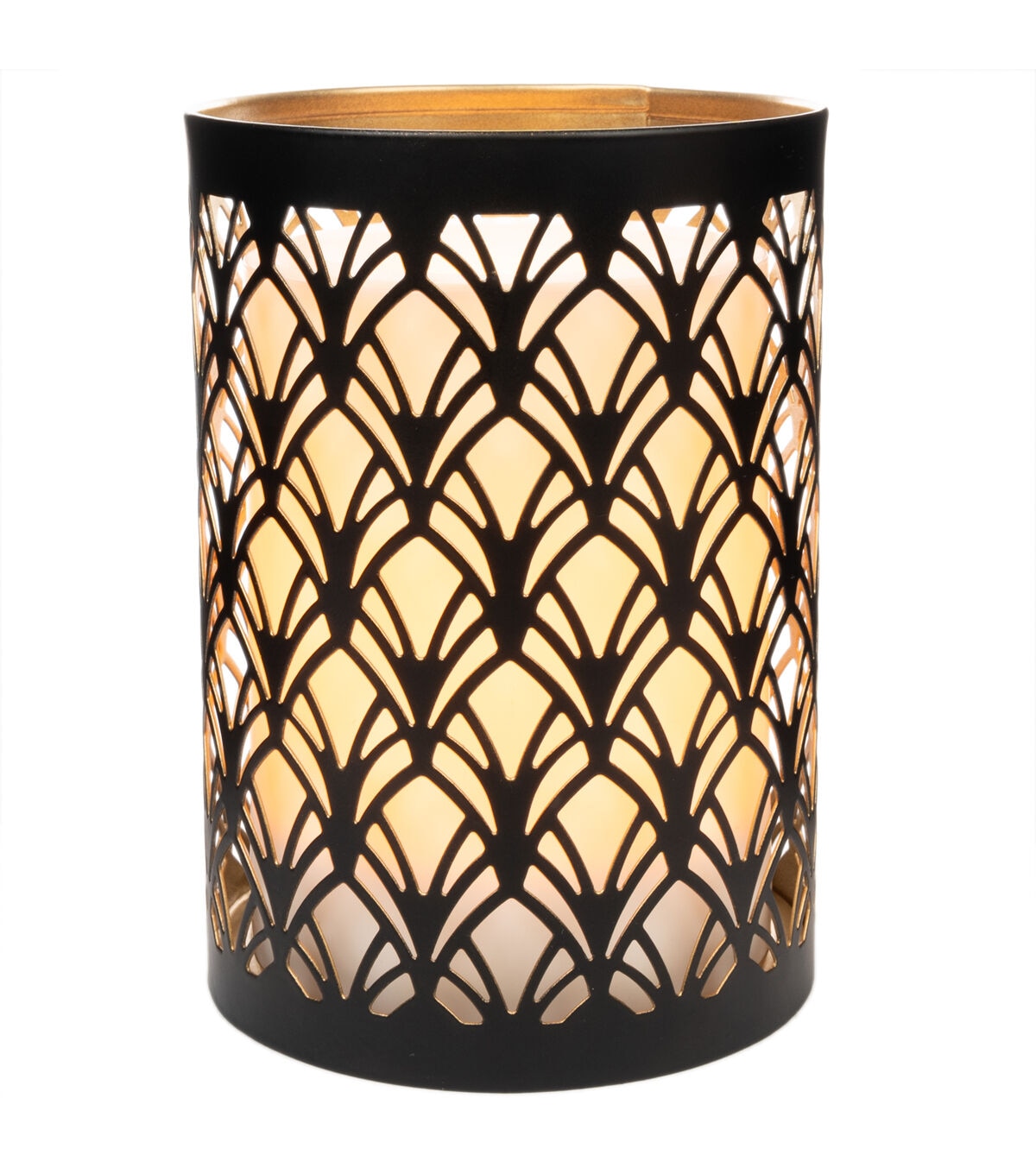 3.5" x 5" LED Black Geometric Metal Luminary Lantern by Place & Time