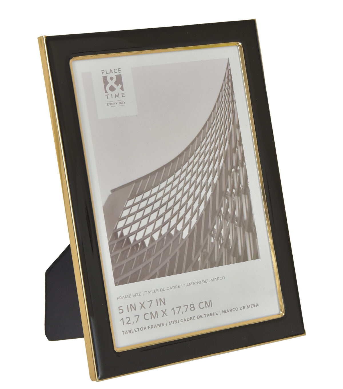 5" x 7" Black & Gold Enamel Tabletop Picture Frame by Place & Time