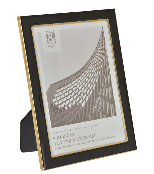 5" x 7" Black & Gold Enamel Tabletop Picture Frame by Place & Time
