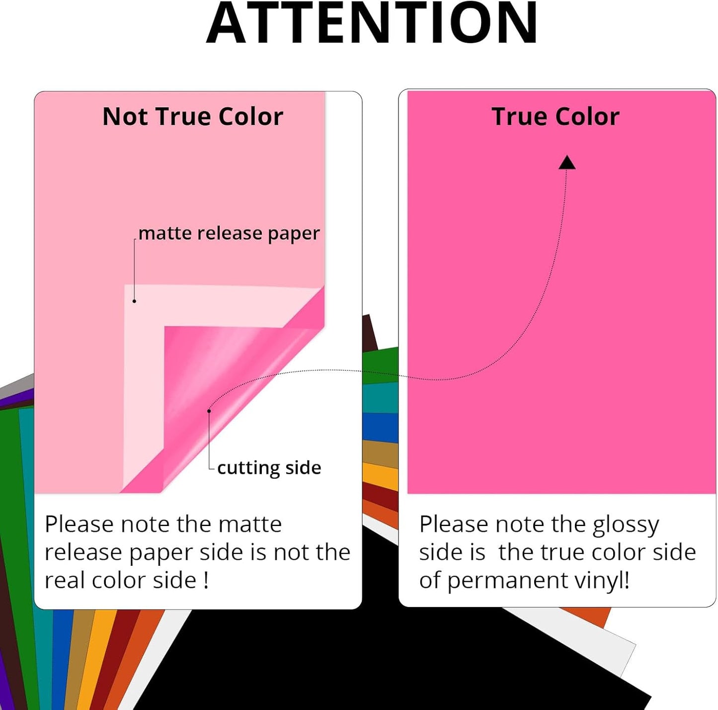 HTVRONT 70 Pack Vinyl for Cricut Machine, 57 Sheets 12" X 12" Permanent Adhesive Vinyl Sheets & 2 Cutting Mat & 10 Transfer Paper for Vinyl