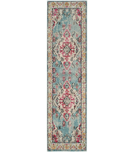 Safavieh Monaco 243 Lt. Blue / Fuchsia 2'2" X 8' Runner