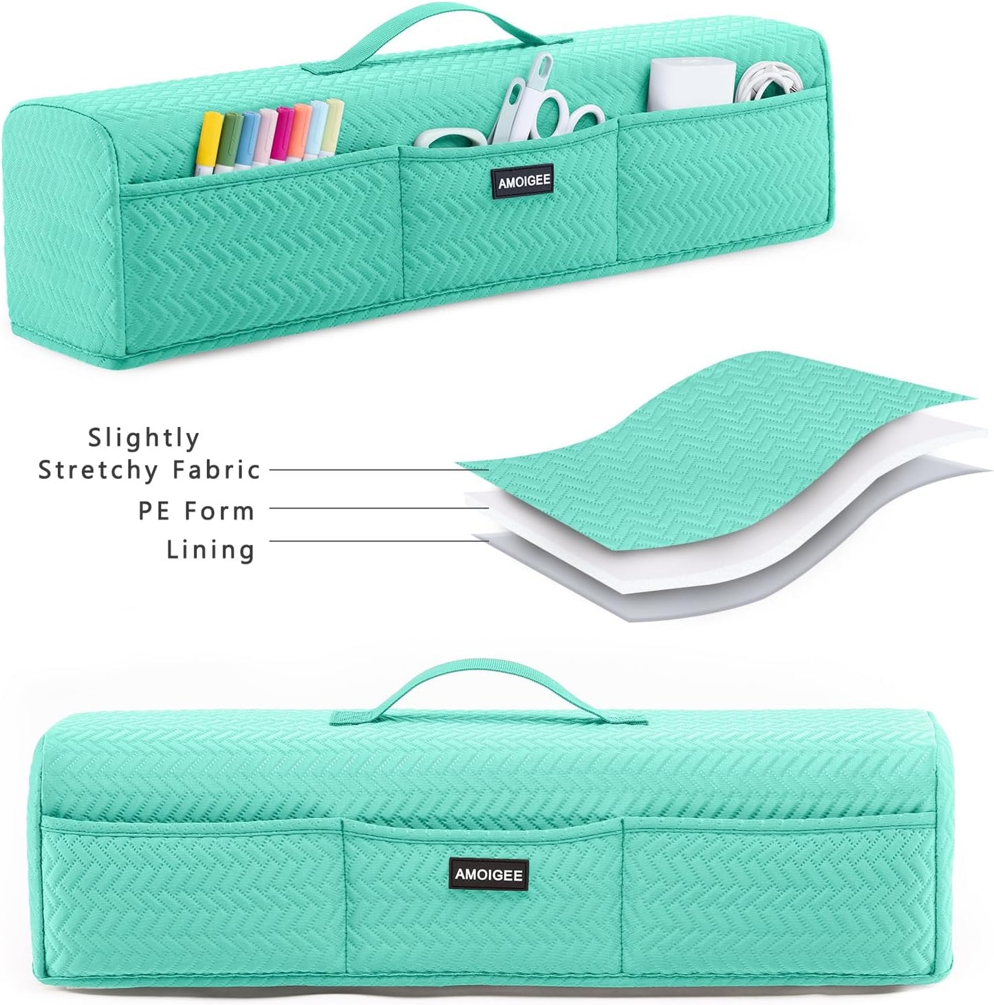 AMOIGEE Stretchy & Washable Dust Cover for Cricut Maker 4, Cricut Explore 4, Cricut Explore Air 2, Cricut Maker 3 – Die-Cut Machine Cover with Pockets for Cricut Accessories, Supplies & Tools